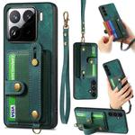 For Xiaomi 15 Retro Cross Wristband Wallet Leather Back Phone Case(Green)