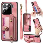 For Xiaomi 15 Retro Cross Wristband Wallet Leather Back Phone Case(Pink)