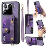 For Xiaomi 15 Retro Cross Wristband Wallet Leather Back Phone Case(Purple)