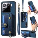 For Xiaomi 15 Retro Cross Wristband Wallet Leather Back Phone Case(Blue)