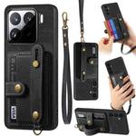 For Xiaomi 15 Retro Cross Wristband Wallet Leather Back Phone Case(Black)