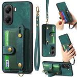 For Xiaomi Poco X7 Pro Retro Cross Wristband Wallet Leather Back Phone Case(Green)