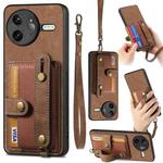 For Redmi K80 / Poco F7 Pro Retro Cross Wristband Wallet Leather Back Phone Case(Brown)