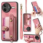 For Redmi K80 Pro / Poco F7 Ultra Retro Cross Wristband Wallet Leather Back Phone Case(Pink)
