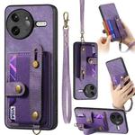 For Redmi K80 Pro / Poco F7 Ultra Retro Cross Wristband Wallet Leather Back Phone Case(Purple)