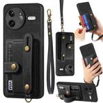 For Redmi K80 Pro / Poco F7 Ultra Retro Cross Wristband Wallet Leather Back Phone Case(Black)