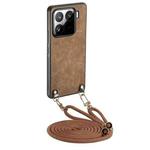 For Xiaomi 15 Vintage Leather PC Back Cover Phone Case with Crossbody Strap(Brown)