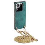 For Xiaomi 15 Vintage Leather PC Back Cover Phone Case with Crossbody Strap(Green)
