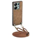 For Xiaomi Redmi Note 13 Pro 4G Vintage Leather PC Back Cover Phone Case with Crossbody Strap(Brown)