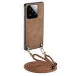 For Xiaomi 14 Vintage Leather PC Back Cover Phone Case with Crossbody Strap(Brown)