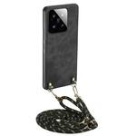 For Xiaomi 14 Vintage Leather PC Back Cover Phone Case with Crossbody Strap(Black)