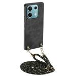 For Xiaomi Redmi Note 13 5G Vintage Leather PC Back Cover Phone Case with Crossbody Strap(Black)