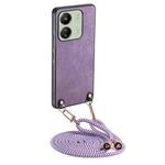 For Xiaomi Redmi 13C Vintage Leather PC Back Cover Phone Case with Crossbody Strap(Purple)