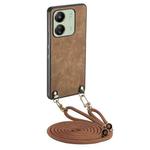 For Xiaomi Redmi 13C Vintage Leather PC Back Cover Phone Case with Crossbody Strap(Brown)