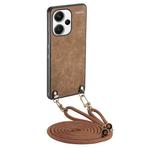 For Xiaomi Redmi Note 13 Pro+ Vintage Leather PC Back Cover Phone Case with Crossbody Strap(Brown)