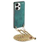 For Xiaomi Redmi Note 13 Pro+ Vintage Leather PC Back Cover Phone Case with Crossbody Strap(Green)