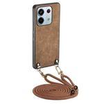 For Xiaomi Redmi Note 13 Pro 5G Vintage Leather PC Back Cover Phone Case with Crossbody Strap(Brown)