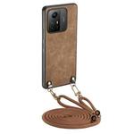 For Xiaomi Redmi Note 12S Vintage Leather PC Back Cover Phone Case with Crossbody Strap(Brown)