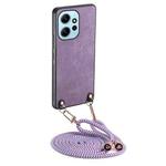 For Xiaomi Redmi Note 12 4G Vintage Leather PC Back Cover Phone Case with Crossbody Strap(Purple)