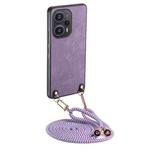 For Xiaomi Redmi Note 12 Turbo Vintage Leather PC Back Cover Phone Case with Crossbody Strap(Purple)