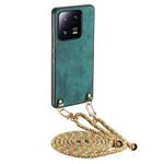 For Xiaomi 13 Pro 5G Vintage Leather PC Back Cover Phone Case with Crossbody Strap(Green)