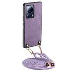 For Xiaomi Civi 2 Vintage Leather PC Back Cover Phone Case with Crossbody Strap(Purple)