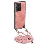 For Xiaomi Poco M5 4G Vintage Leather PC Back Cover Phone Case with Crossbody Strap(Pink)