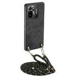 For Xiaomi Poco M5s 4G Vintage Leather PC Back Cover Phone Case with Crossbody Strap(Black)