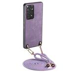 For Xiaomi Redmi Note 11S Vintage Leather PC Back Cover Phone Case with Crossbody Strap(Purple)