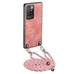 For Xiaomi Redmi 10 Vintage Leather PC Back Cover Phone Case with Crossbody Strap(Pink)