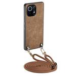 For Xiaomi Mi 11 Vintage Leather PC Back Cover Phone Case with Crossbody Strap(Brown)