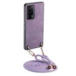 For Xiaomi Redmi K60 / K60 Pro Vintage Leather PC Back Cover Phone Case with Crossbody Strap(Purple)