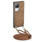 For Xiaomi Redmi K50 / K50 Pro Vintage Leather PC Back Cover Phone Case with Crossbody Strap(Brown)