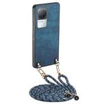 For Xiaomi Redmi K50 / K50 Pro Vintage Leather PC Back Cover Phone Case with Crossbody Strap(Blue)