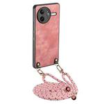 For Redmi K80 Pro / Poco F7 Ultra Vintage Leather PC Back Cover Phone Case with Crossbody Strap(Pink)