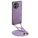 For Redmi K80 Pro / Poco F7 Ultra Vintage Leather PC Back Cover Phone Case with Crossbody Strap(Purple)