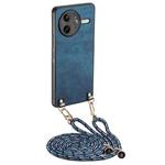 For Redmi K80 Pro / Poco F7 Ultra Vintage Leather PC Back Cover Phone Case with Crossbody Strap(Blue)