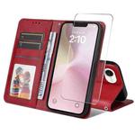 For iPhone SE 2025 ENKAY Card Wallet Calf Texture Leather Phone Case with Screen Film(Red)