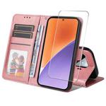 For Xiaomi 15 ENKAY Card Wallet Calf Texture Leather Phone Case with Screen Film(Pink)