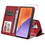 For Xiaomi 15 ENKAY Card Wallet Calf Texture Leather Phone Case with Screen Film(Red)