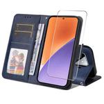 For Xiaomi 15 ENKAY Card Wallet Calf Texture Leather Phone Case with Screen Film(Blue)