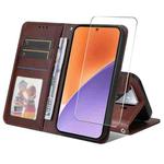 For Xiaomi 15 ENKAY Card Wallet Calf Texture Leather Phone Case with Screen Film(Brown)