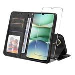 For Redmi A5 173mm ENKAY Card Wallet Calf Texture Leather Phone Case with Screen Film(Black)