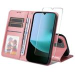 For Redmi 15C 5G /  4G EU 173.1mm ENKAY Card Wallet Calf Texture Leather Phone Case with Screen Film(Pink)