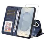 For Samsung Galaxy S25 Edge 5G ENKAY Card Wallet Calf Texture Leather Phone Case with Screen Film(Blue)