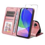 For Samsung Galaxy F16 / M16 ENKAY Card Wallet Calf Texture Leather Phone Case with Screen Film(Pink)