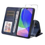 For Samsung Galaxy F16 / M16 ENKAY Card Wallet Calf Texture Leather Phone Case with Screen Film(Blue)