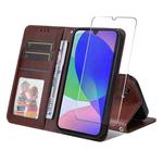 For Samsung Galaxy F16 / M16 ENKAY Card Wallet Calf Texture Leather Phone Case with Screen Film(Brown)
