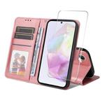 For Samsung Galaxy A56 ENKAY Card Wallet Calf Texture Leather Phone Case with Screen Film(Pink)