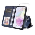 For Samsung Galaxy A56 ENKAY Card Wallet Calf Texture Leather Phone Case with Screen Film(Blue)